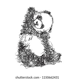 Cute cartoon panda, Black baby panda is playing, vector illustration
