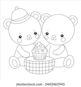 Cute cartoon panda coloring page. Learn to draw animals. Vector line art, hand drawing. Coloring book for kids