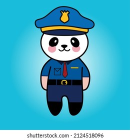 Cute cartoon panda with concept police.