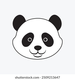 Cute Cartoon Panda Face Icon, Panda Head logo, Smiling Panda Bear, vector illustration.