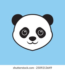 Ícone de rosto bonito do Panda dos desenhos animados, logotipo da cabeça do Panda, urso sorridente do Panda, ilustração vetorial.