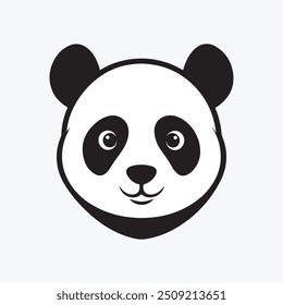 Ícone de rosto bonito do Panda dos desenhos animados, logotipo da cabeça do Panda, urso sorridente do Panda, ilustração vetorial.