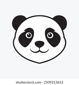 Ícone de rosto bonito do Panda dos desenhos animados, logotipo da cabeça do Panda, urso sorridente do Panda, ilustração vetorial.