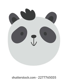 Cute cartoon panda flat icon Wild animal. Vector illustration