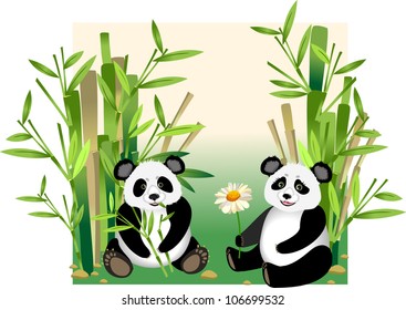 cute cartoon panda with flower