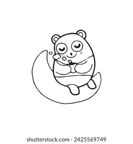 Vector de ilustración de cómic dibujado a mano de panda de dibujos animados lindo aislado sobre fondo blanco