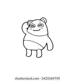 cute cartoon panda Hand drawn doodle comic illustration vector isolated on white background