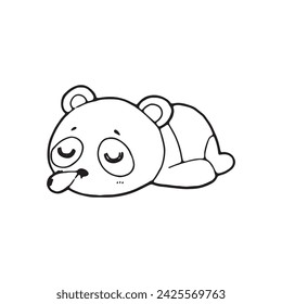 cute cartoon panda Hand drawn doodle comic illustration vector isolated on white background