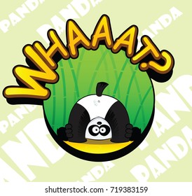 Cute cartoon panda have fun. Vector badge, easy to edit.