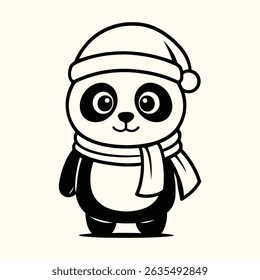 A Cute cartoon panda holding