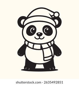 A Cute cartoon panda holding