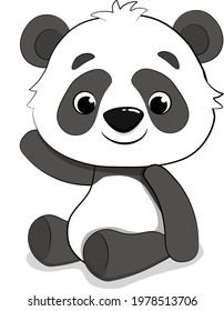 Cute cartoon panda isolated on a white background.Vector illustration