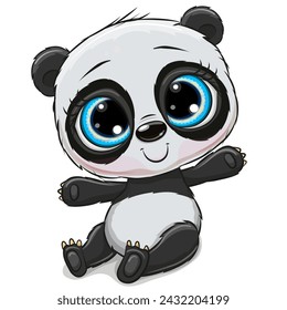 Cute Cartoon Panda isolated on a white background
