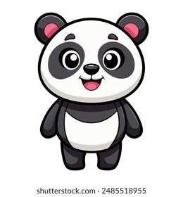 Netter Cartoon Panda isoliert auf weißem Hintergrund. Vorderansicht. Vektorillustration.