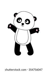 Cute cartoon panda isolated on white