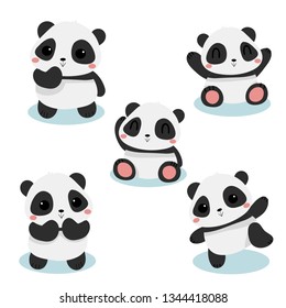 cute cartoon panda isolated vector illustration