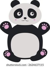 Cute Cartoon Panda. Kawaii panda vector illustration.