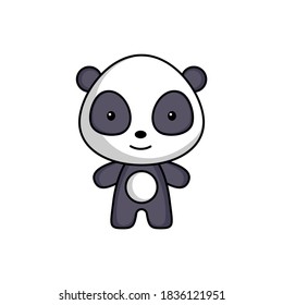 Cute Cartoon Panda Logo Vorlage auf weißem Hintergrund. Maskotttiercharakter Design von Album, Scrapbook, Grußkarte, Einladung, Flyer, Aufkleber, Karte. Vektorgrafik.