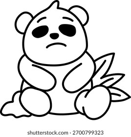 Lindo panda de dibujos animados mirando triste con una cara llorosa. Ideal para Conjuntos emoji emocionales, pegatinas o diseños de personajes.