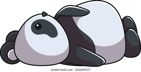 A cute cartoon panda lying isolated on white background
