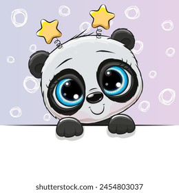 Cute cartoon Panda a on a purple background