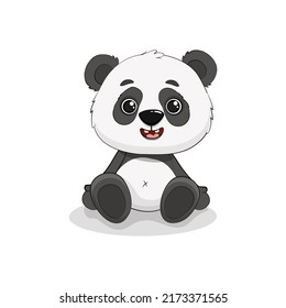 Panda de dibujos animados sobre un fondo blanco. Ilustración del vector 