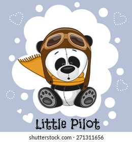 Cute cartoon Panda in a pilot hat