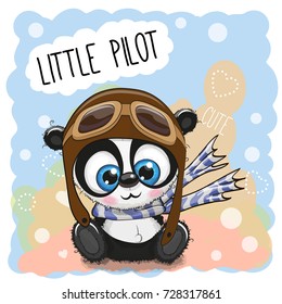 Cute cartoon Panda in a pilot hat