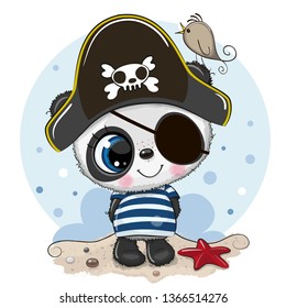 Cute Cartoon Panda In A Pirate Hat