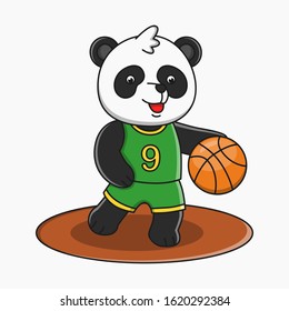 
Cute cartoon panda playing basketball vector illustration design