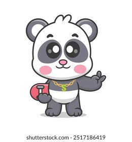 Bonito Desenho Animado Panda Jogando Skate Ilustração Ícone Vetor, Animais Esportes Desenho Animado Isolado Premium Vetor, Estilo de Desenho Animado Esportes