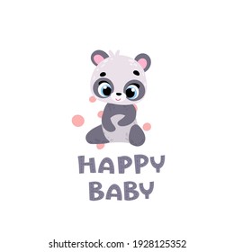 Cute cartoon panda. Print for baby posters, cards, clothes. Vector cartoon illustration.