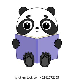 Cute Cartoon Panda Lesebuch einzeln auf weißem Hintergrund. Vektorgrafik