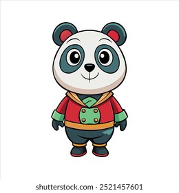 Cute Cartoon Panda in a Red Outfit