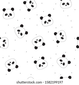 Cute Cartoon Panda Seamless Pattern Background, Vector illustration