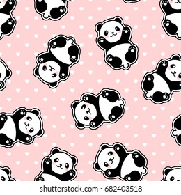 Cute Cartoon Panda Nahtlose Muster, Vektorgrafik