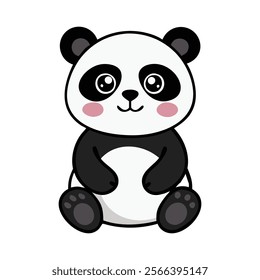 Cute cartoon panda sitting vector.