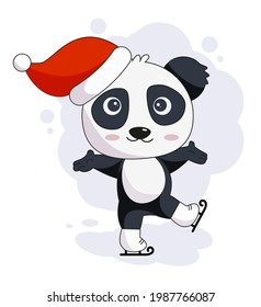 cute cartoon panda skating vector illustration 