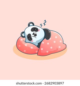 Netter Cartoon von Panda Schlafen mit Decke