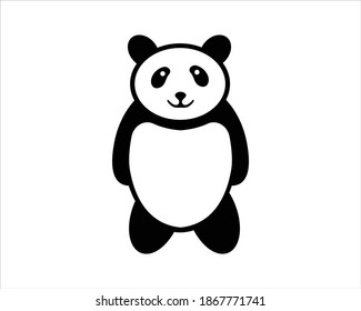 Cute cartoon panda standing, funny zoo
