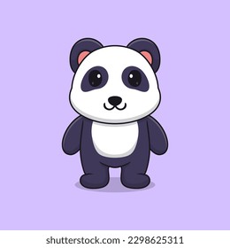 Cute cartoon panda standing happy vector illustration