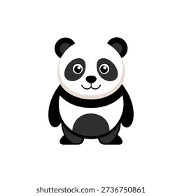 Cute cartoon panda standing on a white background bear