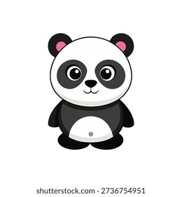 Cute cartoon panda standing on white background Keywords panda, bear, animal, cute,