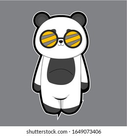 Cute cartoon panda using costume festival, background isolated gray