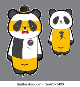 Cute cartoon panda using costume festival, background isolated gray