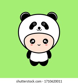 Diseño vectorial del panel de dibujos animados. Panda mascota. 