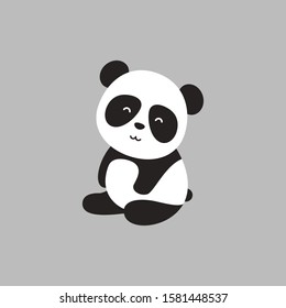 Cute cartoon panda vector illustration, simple flat design template.