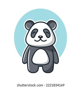 Cute Cartoon Panda Vector Illustration. Panda Icon Illustration. Smiling Panda Vector.