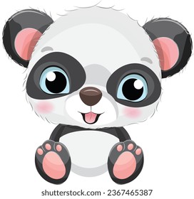 Cute cartoon panda vector illustration