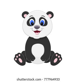 Cute cartoon panda. Vector illustration isolated on white background.